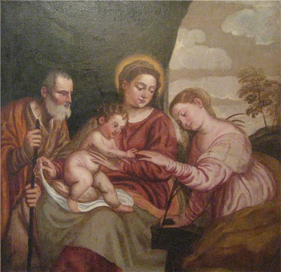 Gemälde Heilige Familie mit Hl. Katharina